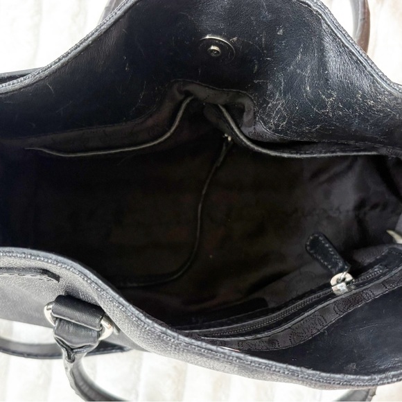 MICHAEL KORS Signature Black Shoulder Bag Saffiano Leather Monorgram Logo - Picture 3 of 15